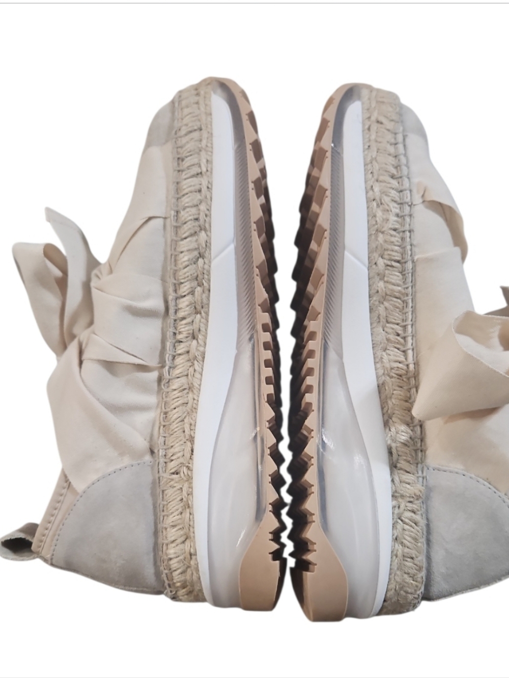 Free People Chapmin Espadrille Sneaker Ivory Ribbon Lace Platform Shoe Sz 7 - Picture 8 of 14